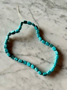 Turquoise Beaded Necklace - Bright Blue Stone Strand